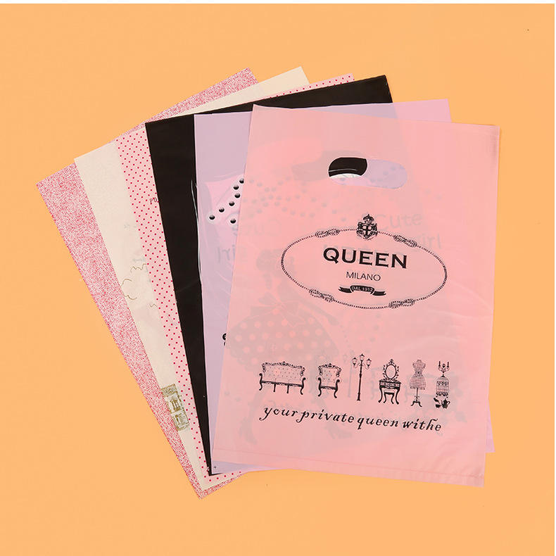 Custom Logo Cut Plastic Shopping Bags with Handles Soft Gravure Printed Packaging and Clothing Bag - custom packaging