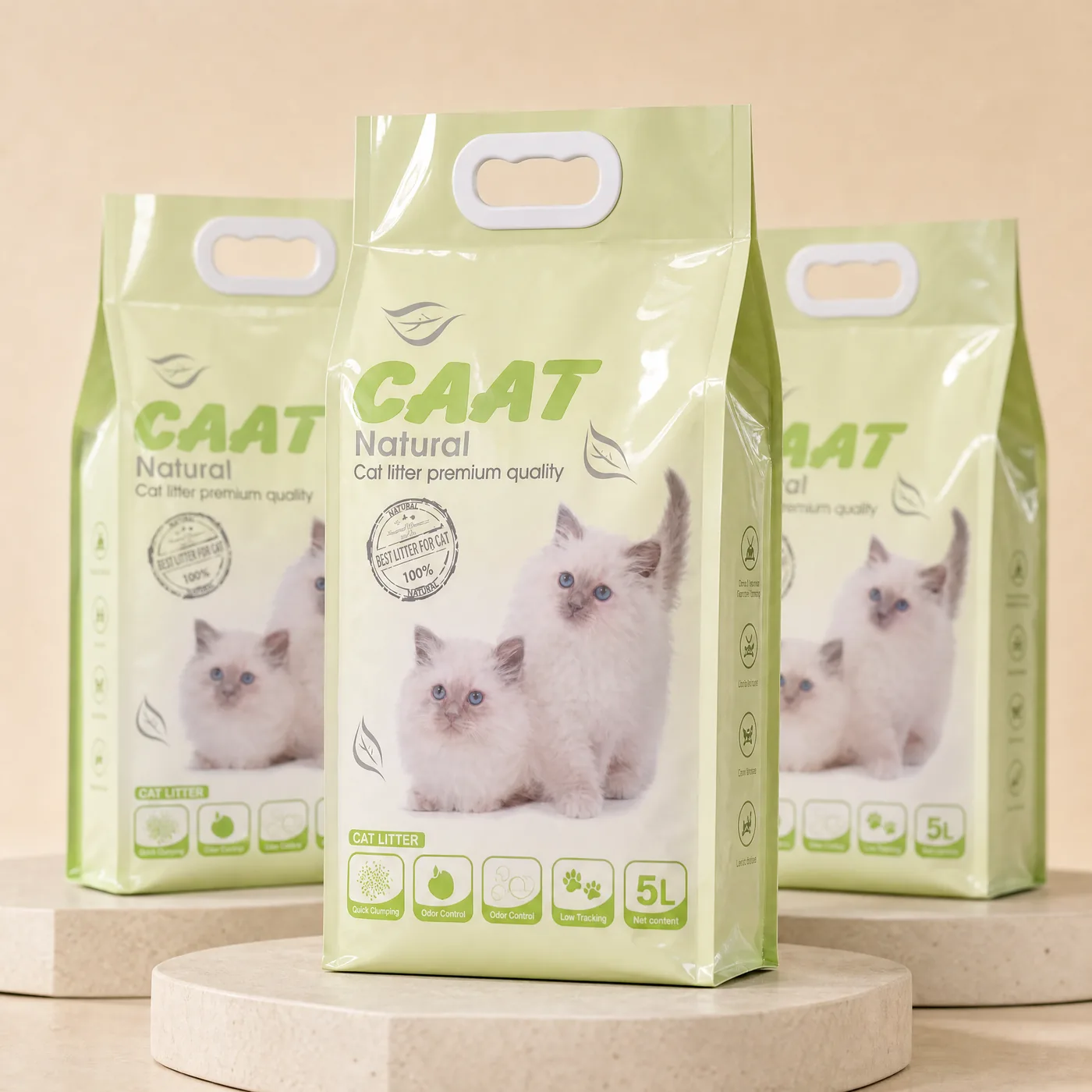 Heavy duty custom cat litter packaging bag with handle