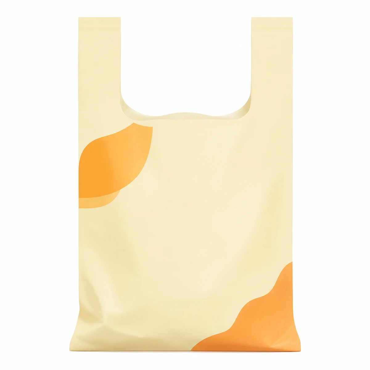 Unbranded cream die cut shopping bag with orange color blocks