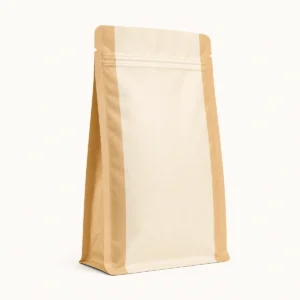Unbranded kraft and cream flat bottom nut pouch with zipper