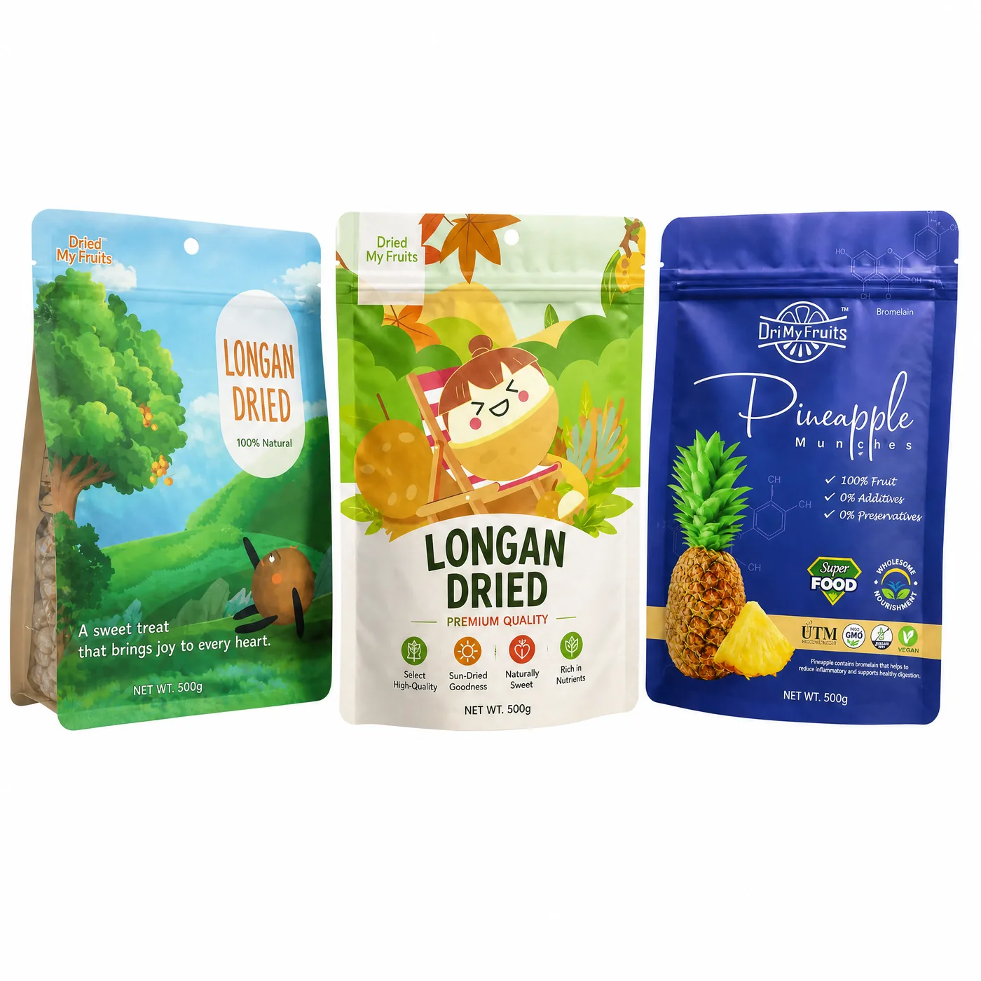Custom printed frozen food packaging bags for cold storage