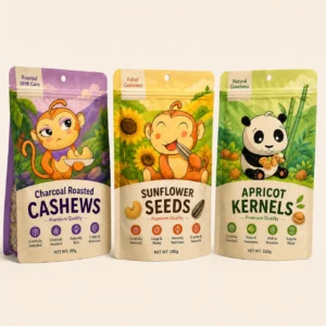 eco friendly kraft paper stand up pouches with zipper for snacks and nuts