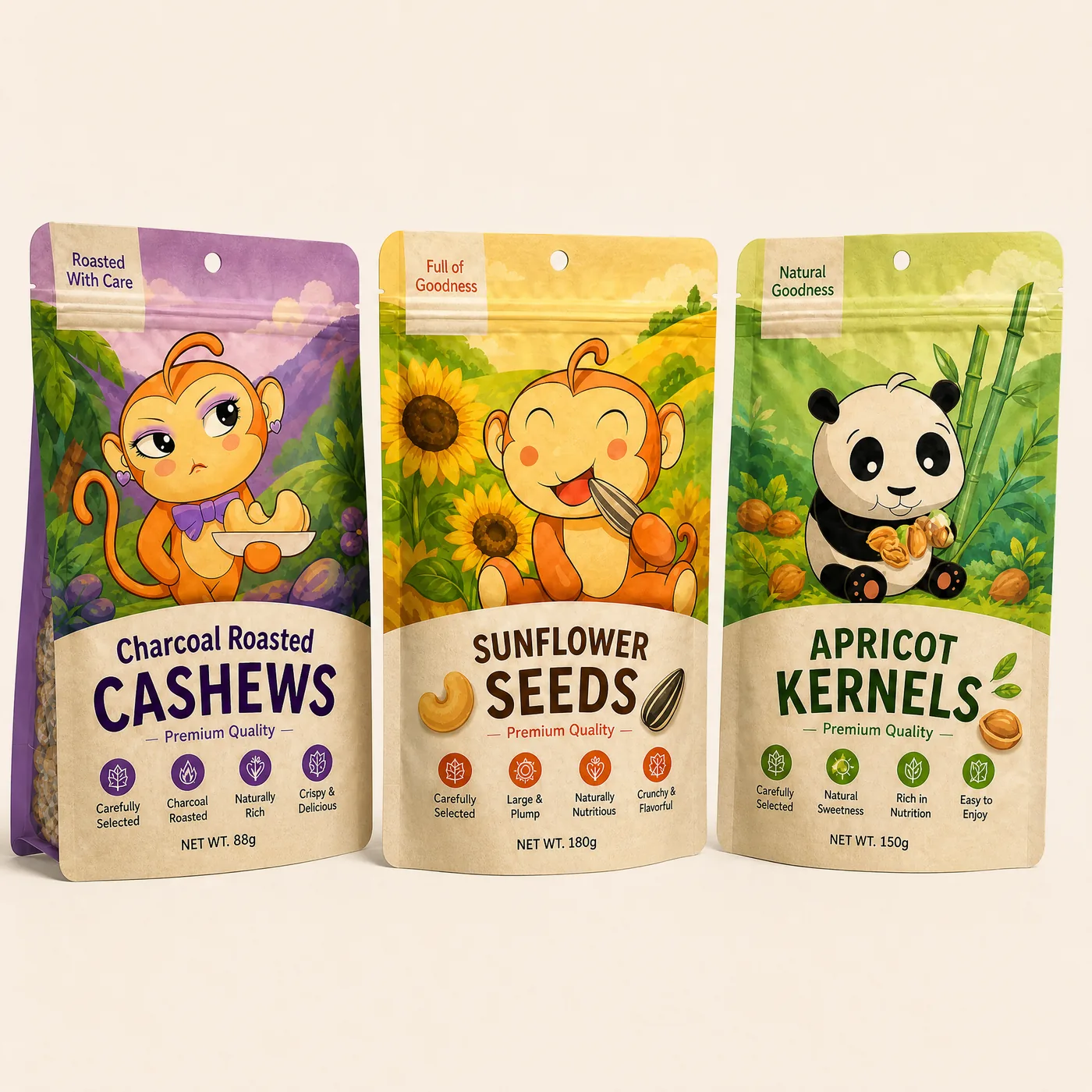 Custom printed coffee bags with zipper and degassing valve