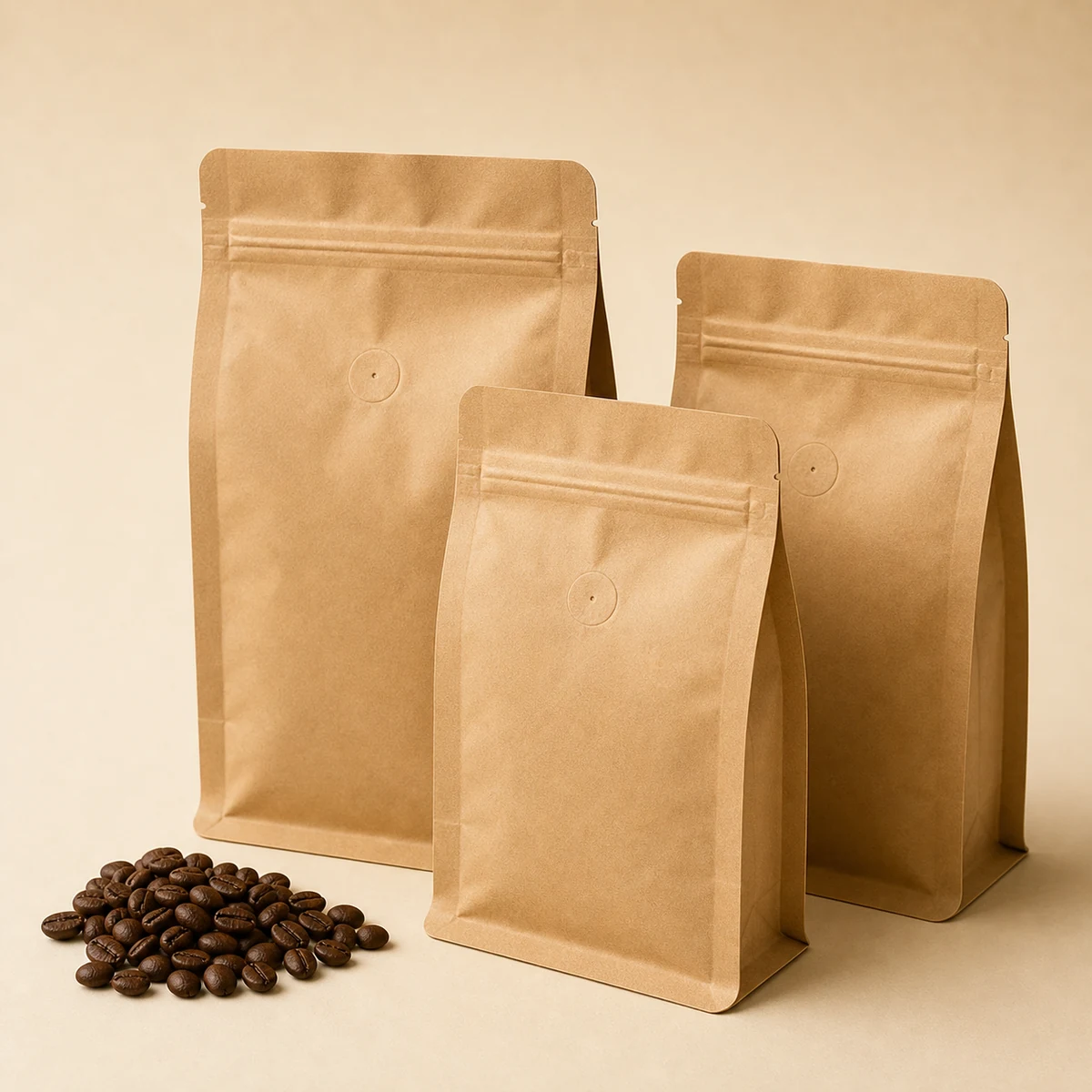 Kraft Paper Coffee Bags with Zipper