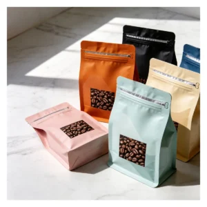recyclable foil flat bottom coffee bags with zipper