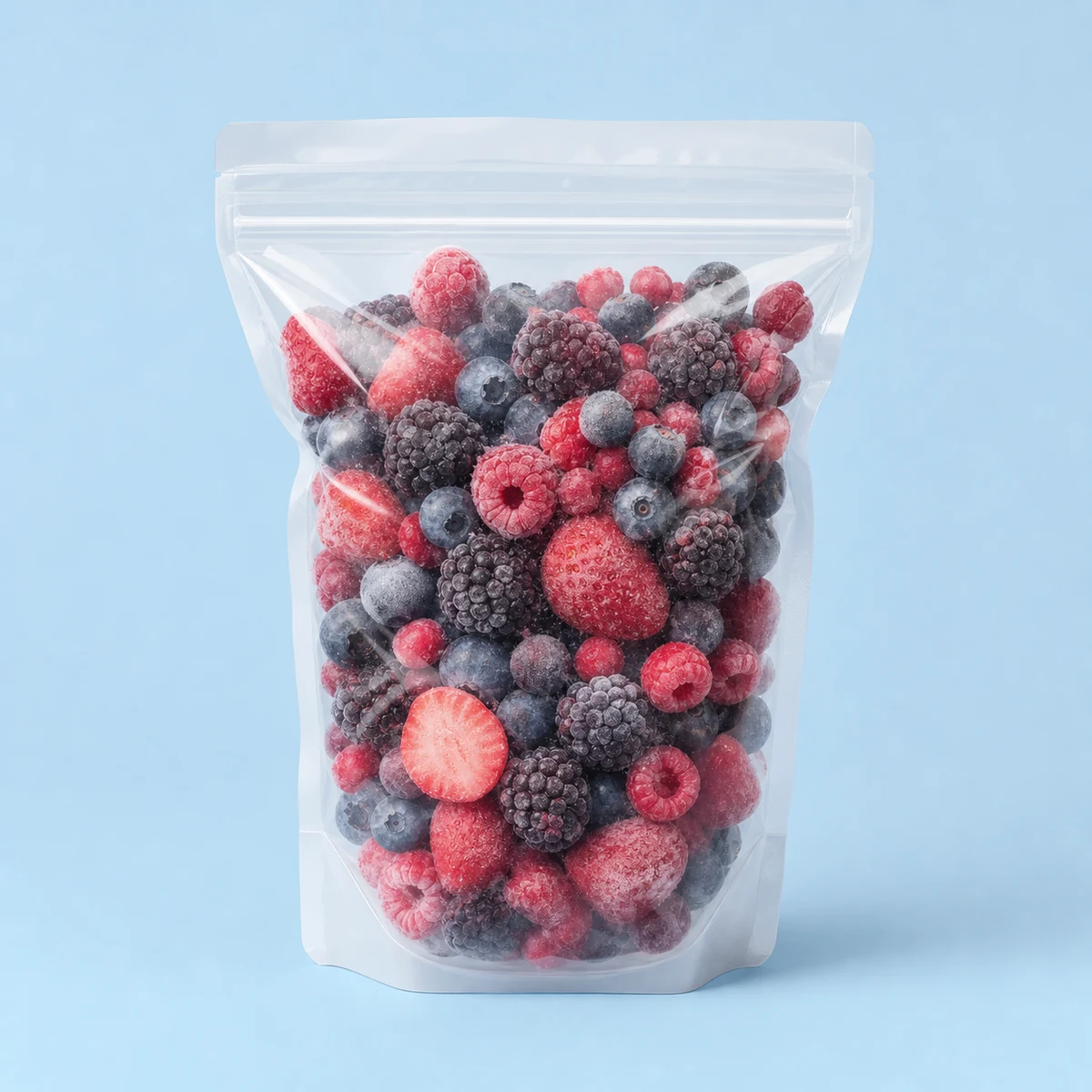 recyclable PE freezer zipper pouch with mixed berries