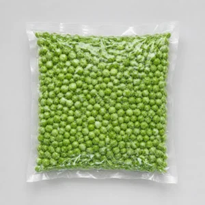 clear recyclable PE vacuum pouch with frozen peas