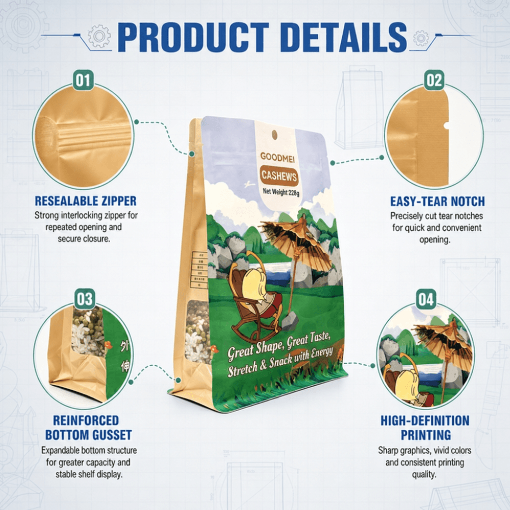 Aluminum Foil Snack Pouches with Tear Notch