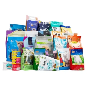 Custom digital printing PE pet food packaging zipper window stand up pouch