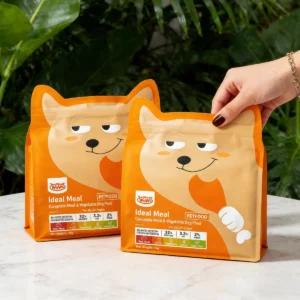 Custom logo square bottom pet dog food pouch with euro hook hang tab