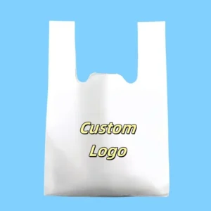 Custom logo PLA biodegradable compostable cornstarch T shirt shopping bag
