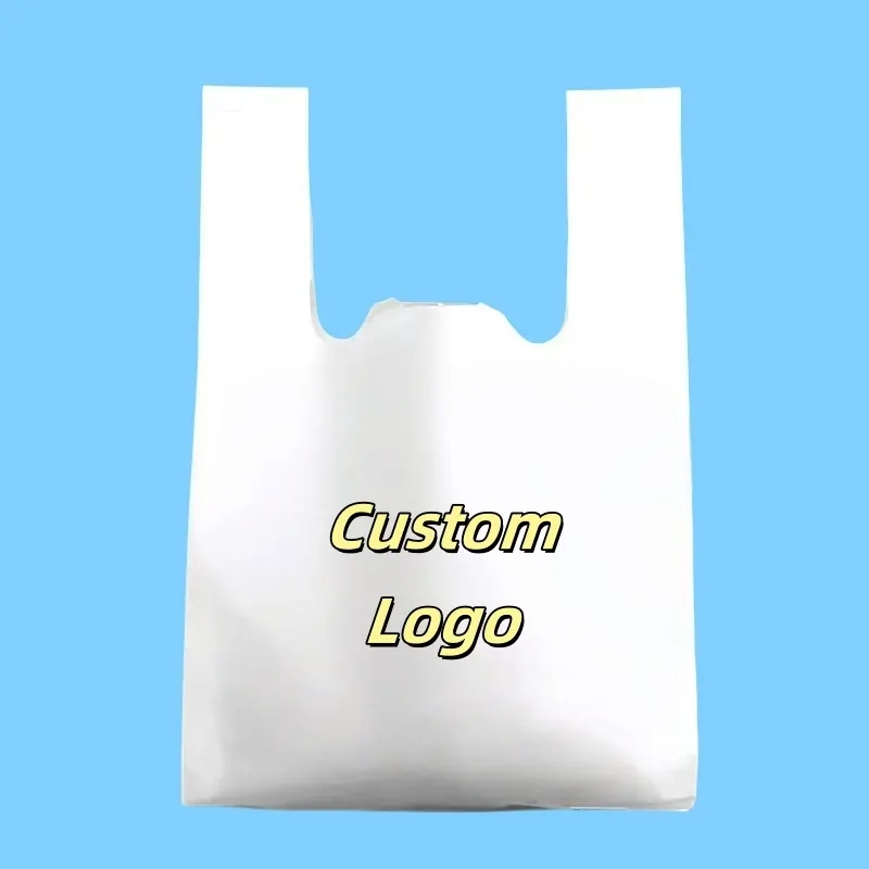 Custom logo PLA biodegradable compostable cornstarch T shirt shopping bag