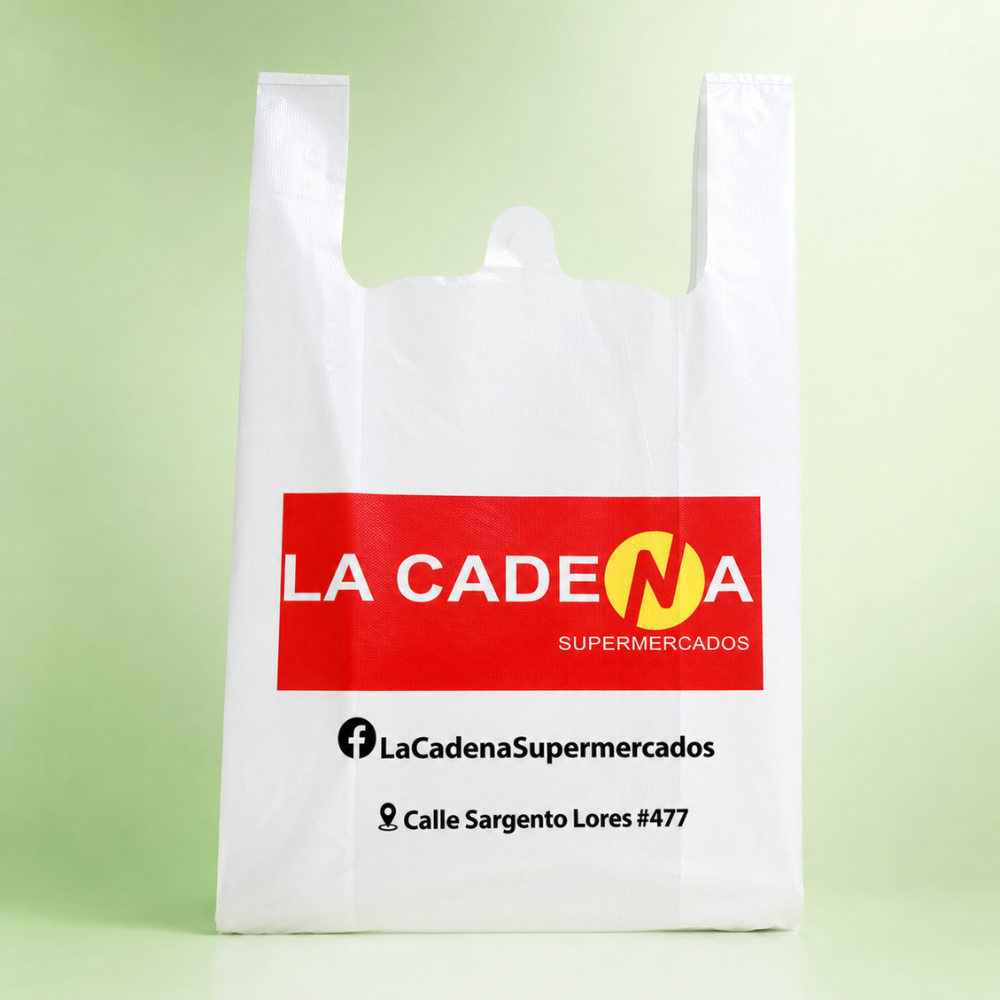 Custom printed PE vest shopping bags with logo