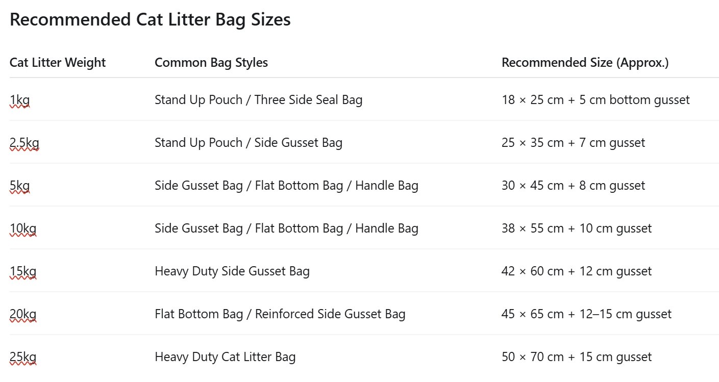 cat litter size