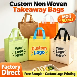 custom non woven takeaway bags with logo printing