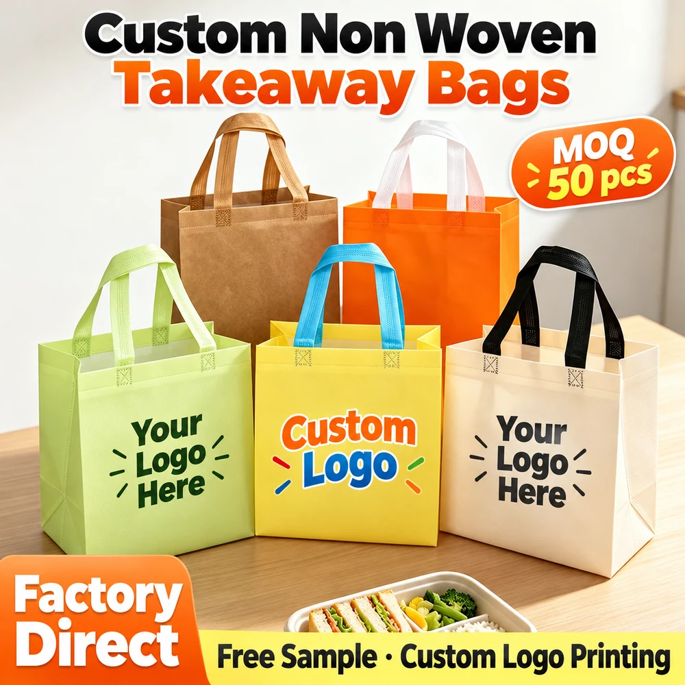custom non woven takeaway bags with logo printing