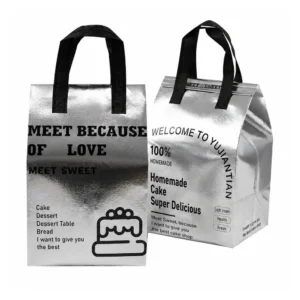 custom silver aluminum foil insulated takeout bag for cake milk tea and BBQ